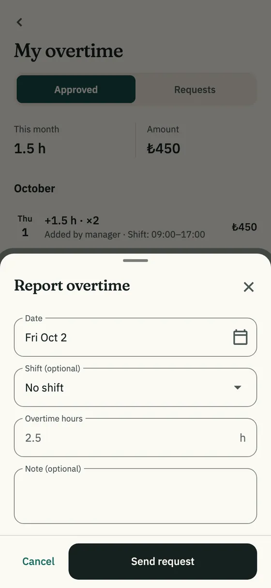The Report overtime sheet