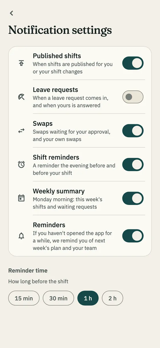 Manager notification settings